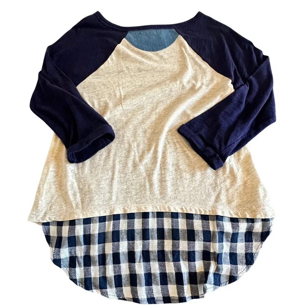 Anthropologie‎ Little Yellow Button Top High Low Hem Long Sleeve Boho Blouse